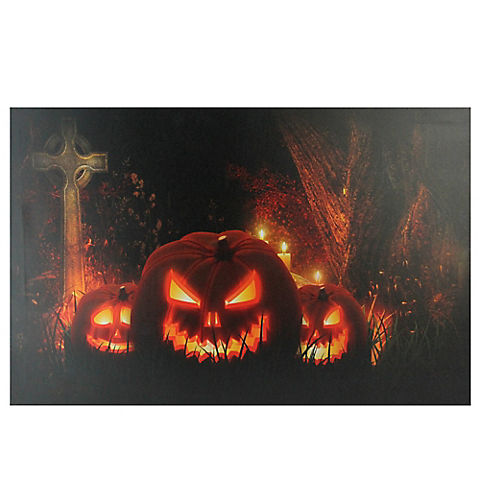 Northlight 23.5" x 15.5" LED Lighted Jack-O-Lanterns in a Cemetery Halloween Canvas Wall Art