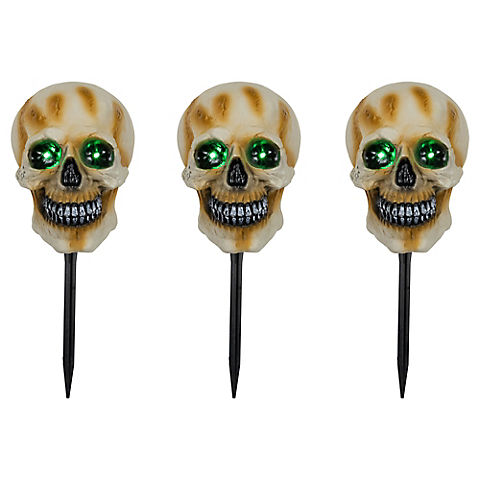 Northlight 15" Skeleton Head Halloween Pathway Markers with Sound, 3 ct.