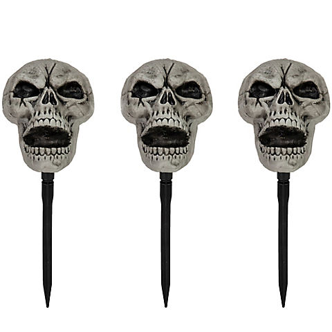 Northlight 15" Skull Stakes Outdoor Halloween Decorations, 3 ct.