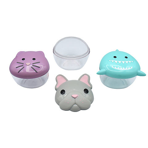Melii Animal Snack Containers - Bulldog, Shark & Cat Designs, 3 ct.