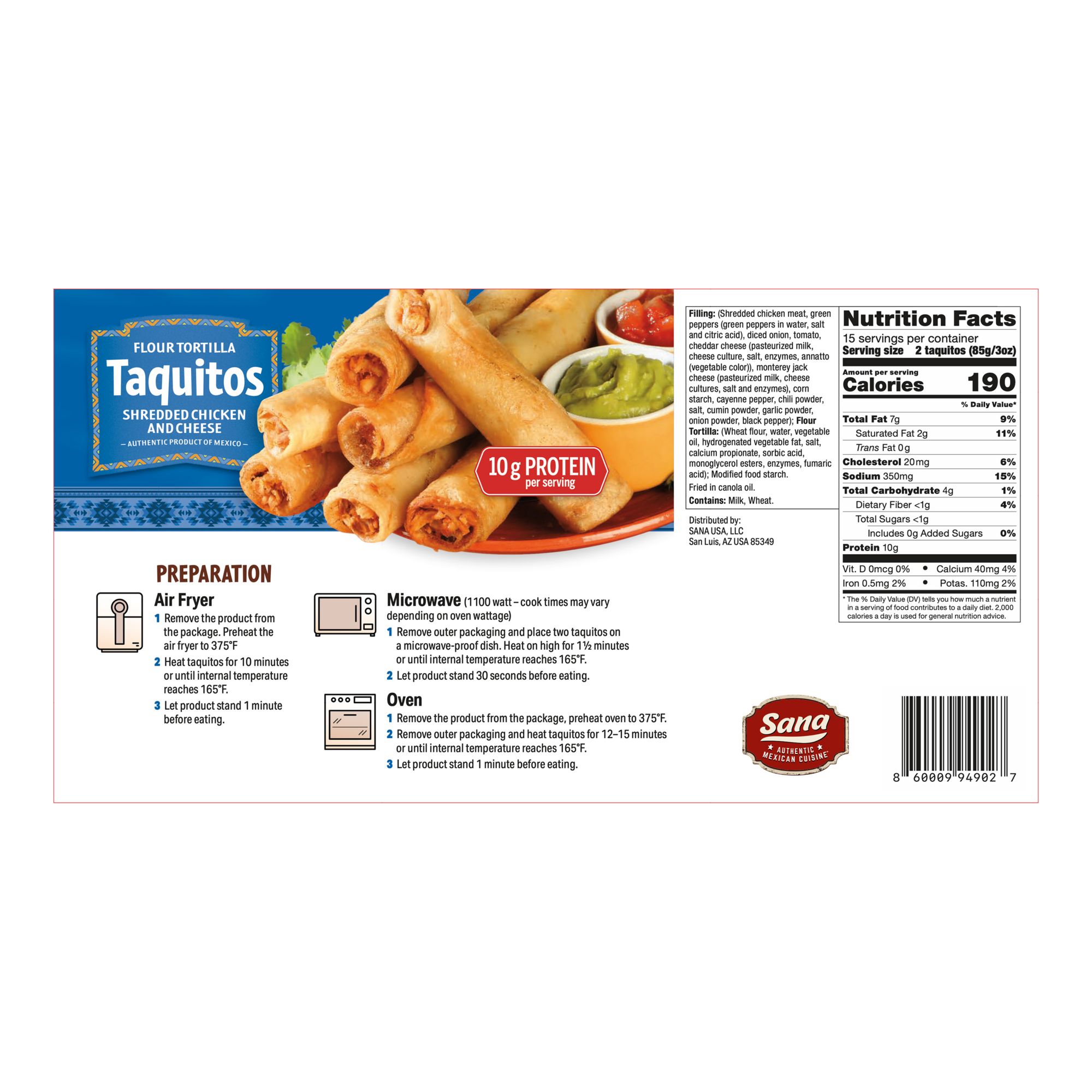Sana Mexican Chicken & Cheese Taquitos, 30 ct.