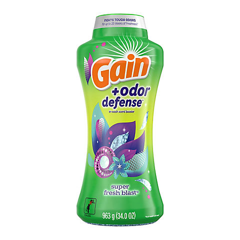 Gain + Odor Defense In-Wash Scent Booster, HE Compatible, 34 oz. - Super Fresh Blast Scent