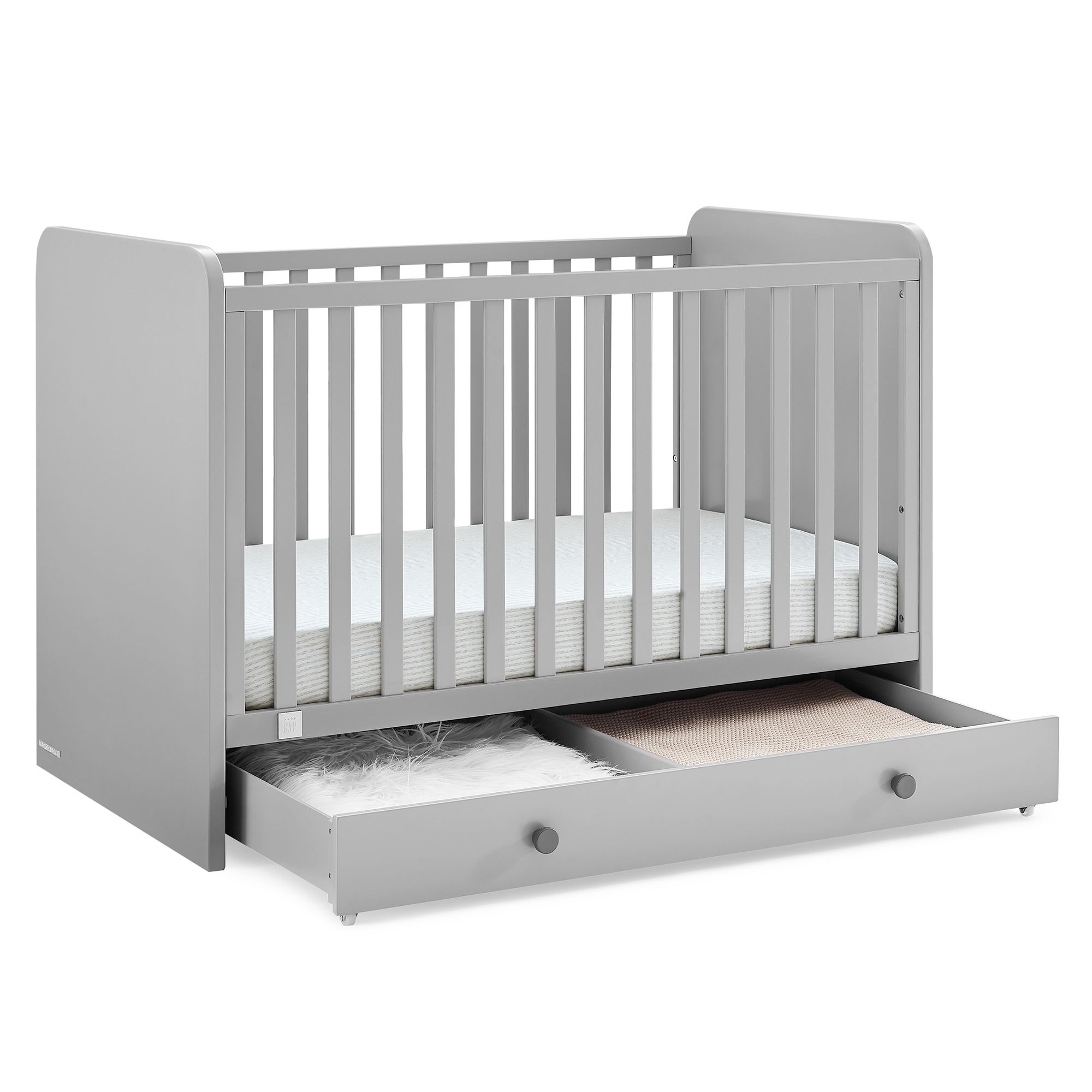 White crib hotsell with storage drawer