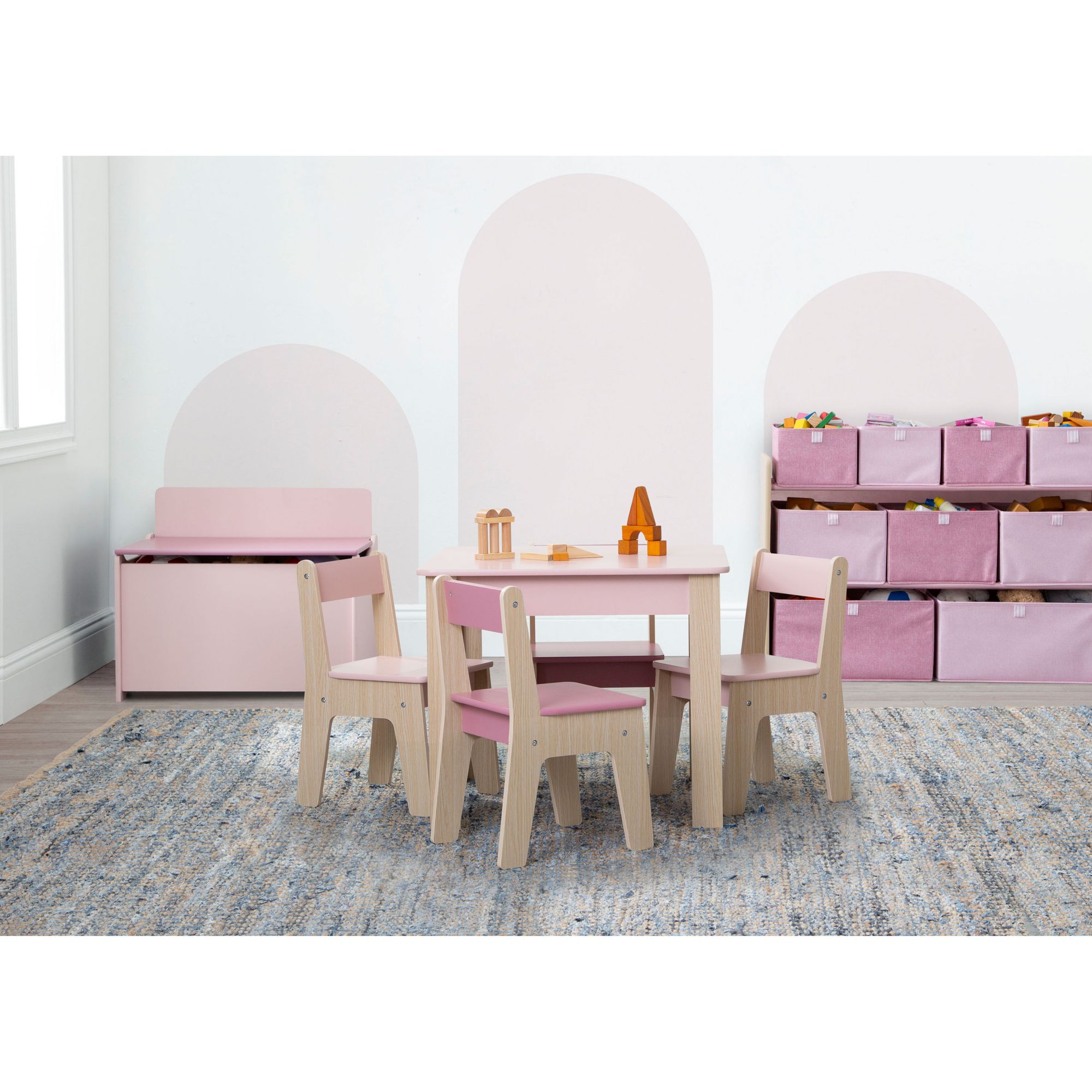 GapKids by Delta Children Table 4 Chair Set Blush Natural