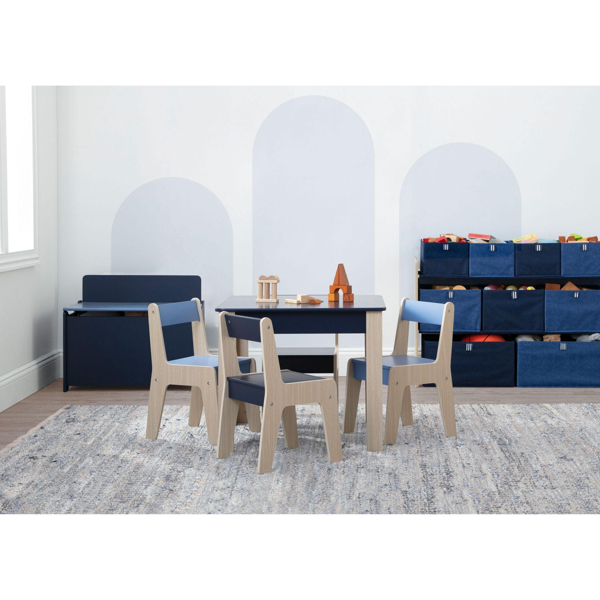 GapKids by Delta Children Table and 4 Chair Set Navy Natural