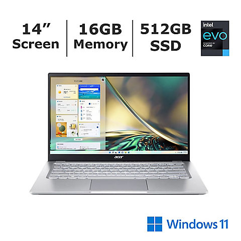 Acer Swift 3 14" Laptop, Intel Evo i5 Processor, 16 GB Memory, 512 GB SSD