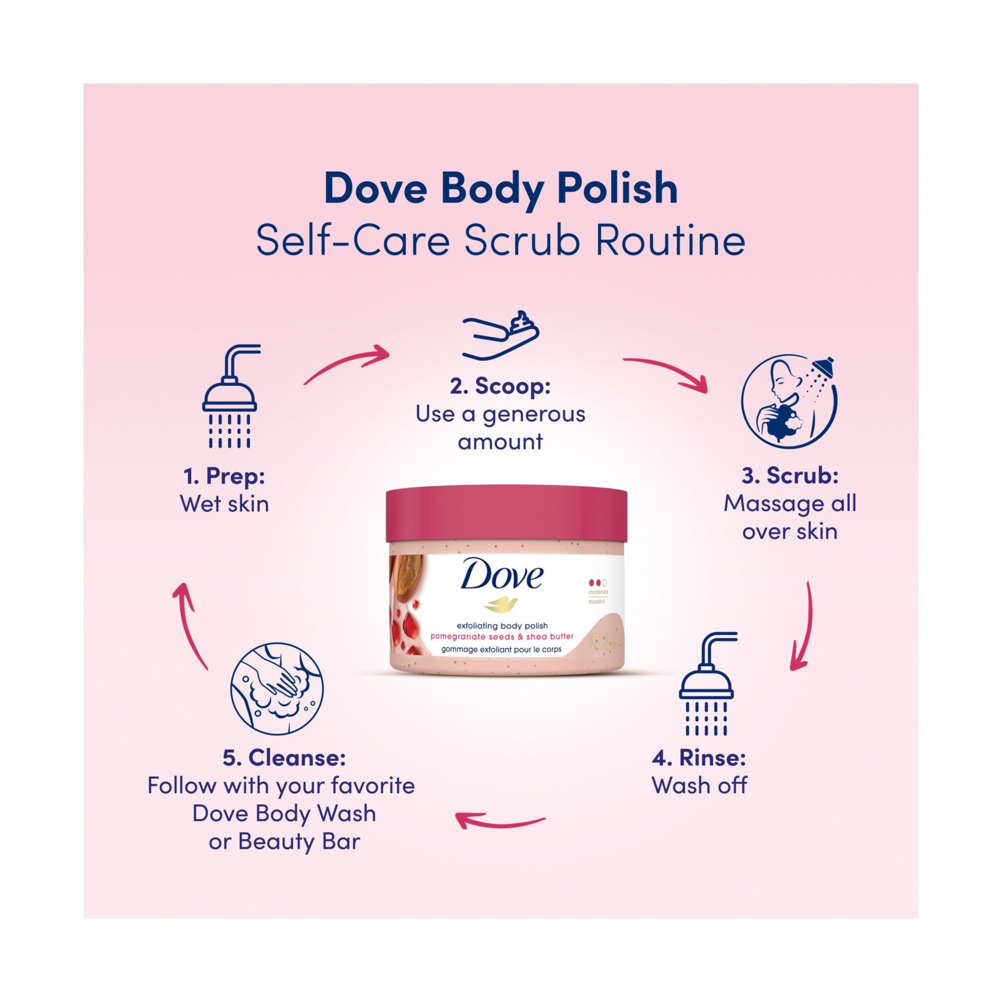 Dove Pomegranate & Shea Butter Body Scrub Exfoliates For Silky