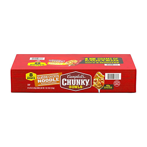 Campbell's Chunky Classic Chicken Noodle Soup Microwavable Bowl, 8 pk./15.25 oz.