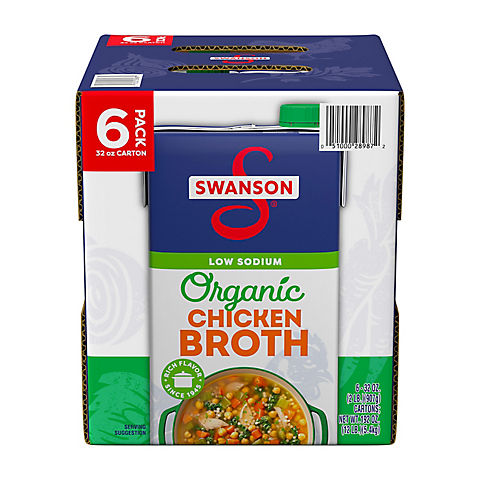 Swanson Organic 100% Natural Low-Sodium Chicken Broth, 6 pk./32 oz.