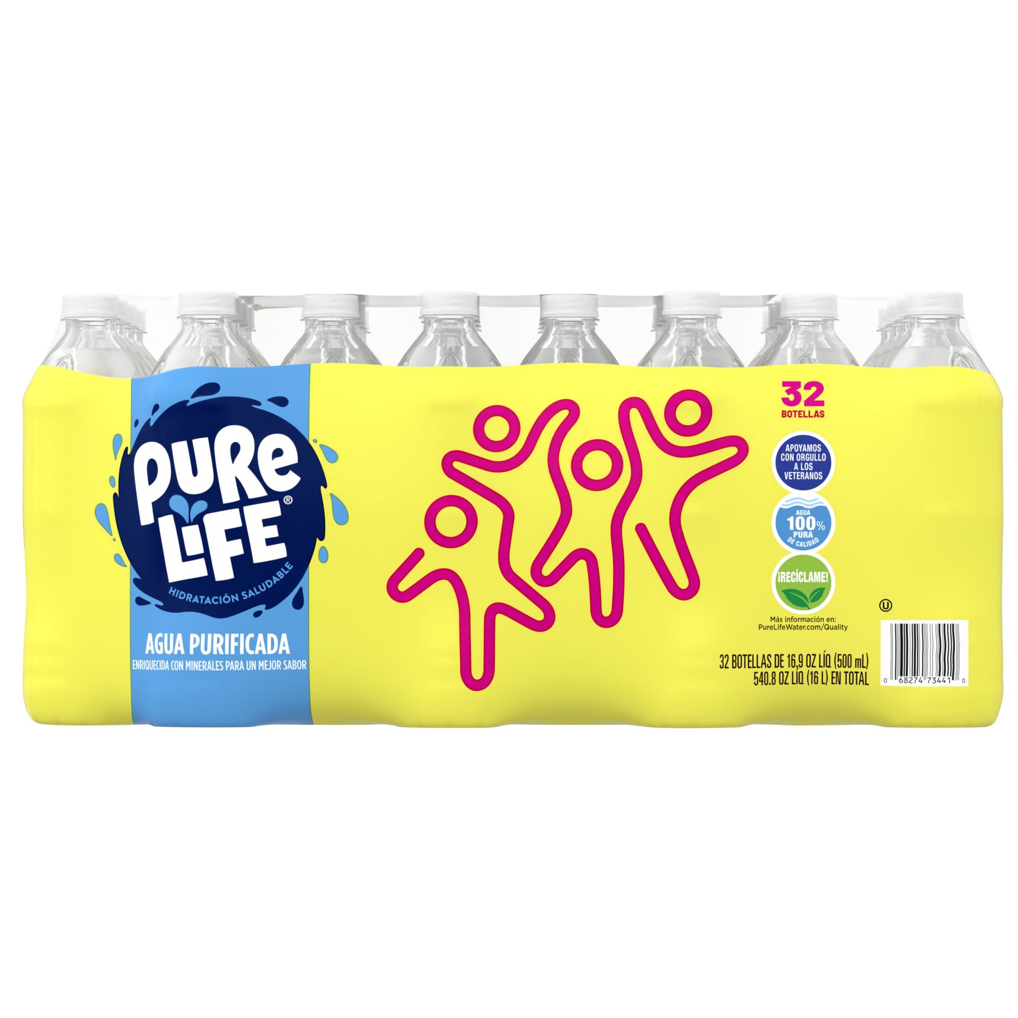 Pure Life Purified Bottled Water, 16 Ounce, 32-pack