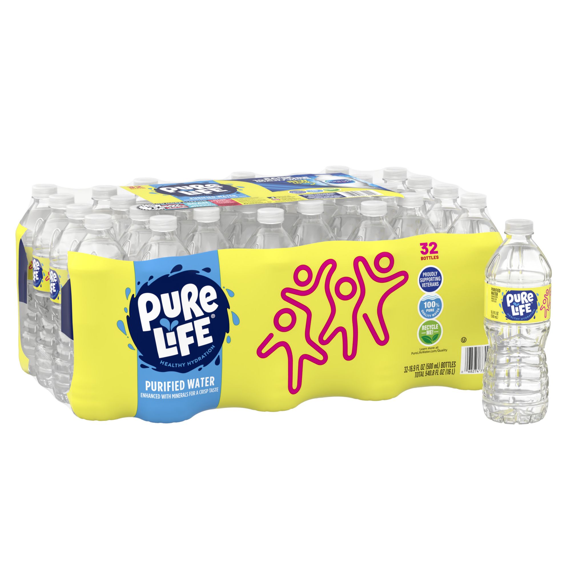 Pure Life Purified Water, 16.9 fl oz. Plastic Bottled Water, 24/Carton (110109)