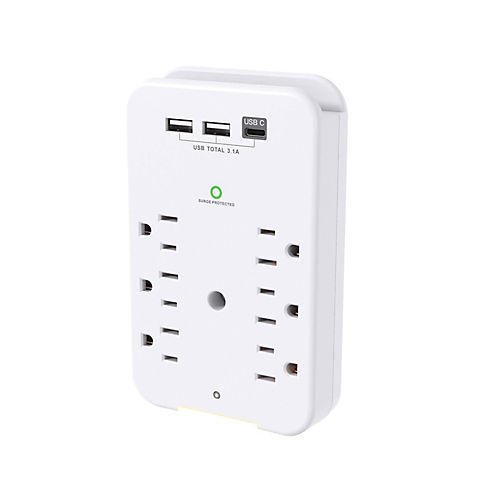 Smartpoint 6-Outlet Power Strip with USB Ports