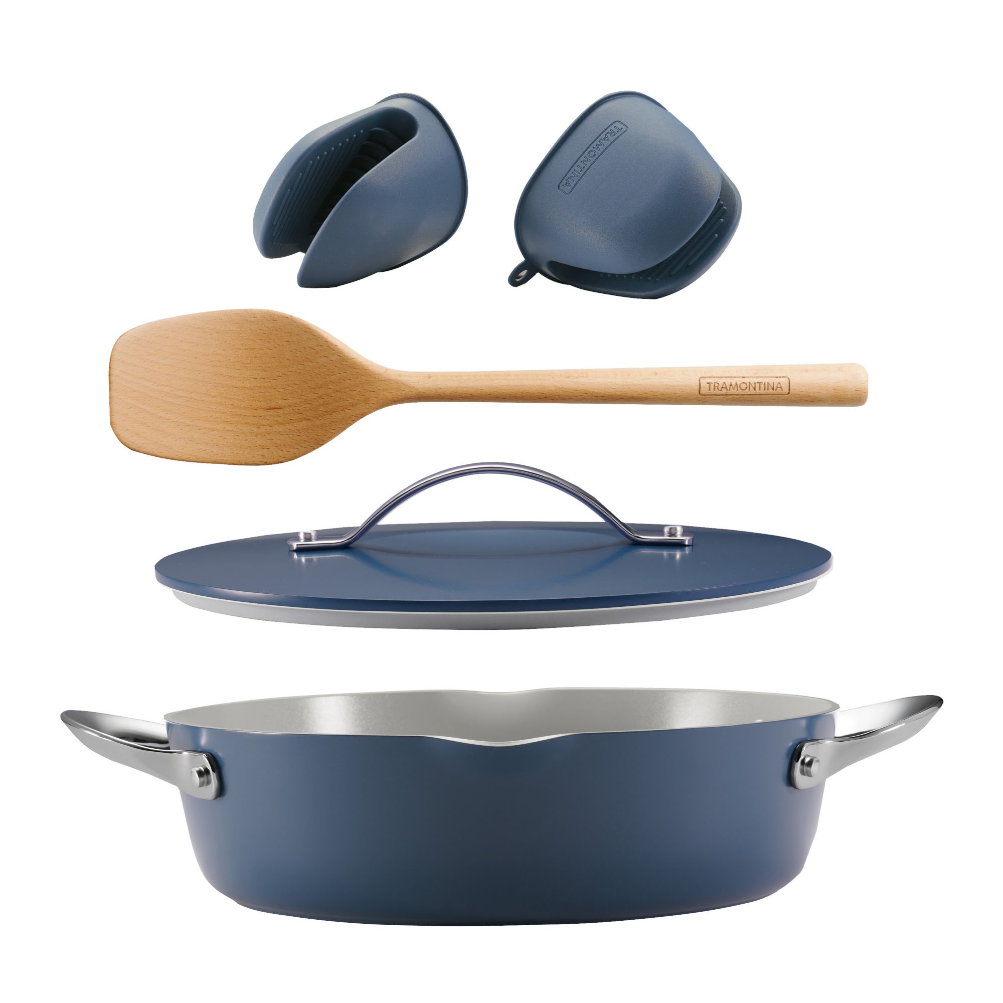Tramontina 5.5 Quart Jumbo Cooker Nonstick Deep Saute Pan Dishwasher Safe -  Blue for sale online