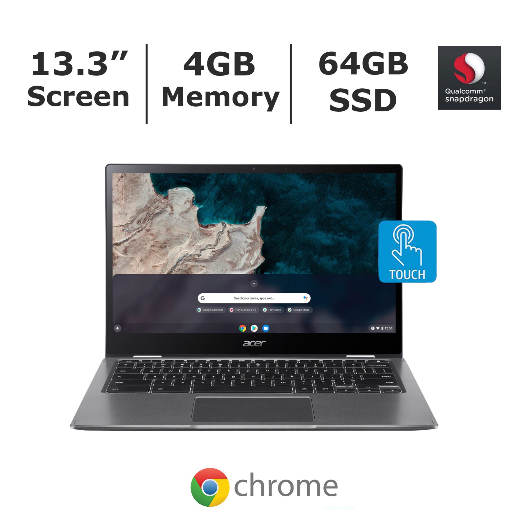 CHROMEBOOK TACTILE ACER SPIN 513 SNAPDRAGON 4 Gb RAM HD SSD