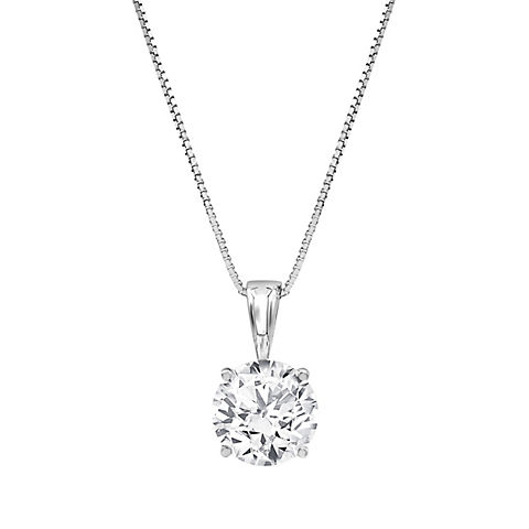 0.50 ct. t.w. Round Cut Diamond Solitaire Pendant Necklace in 14k White Gold