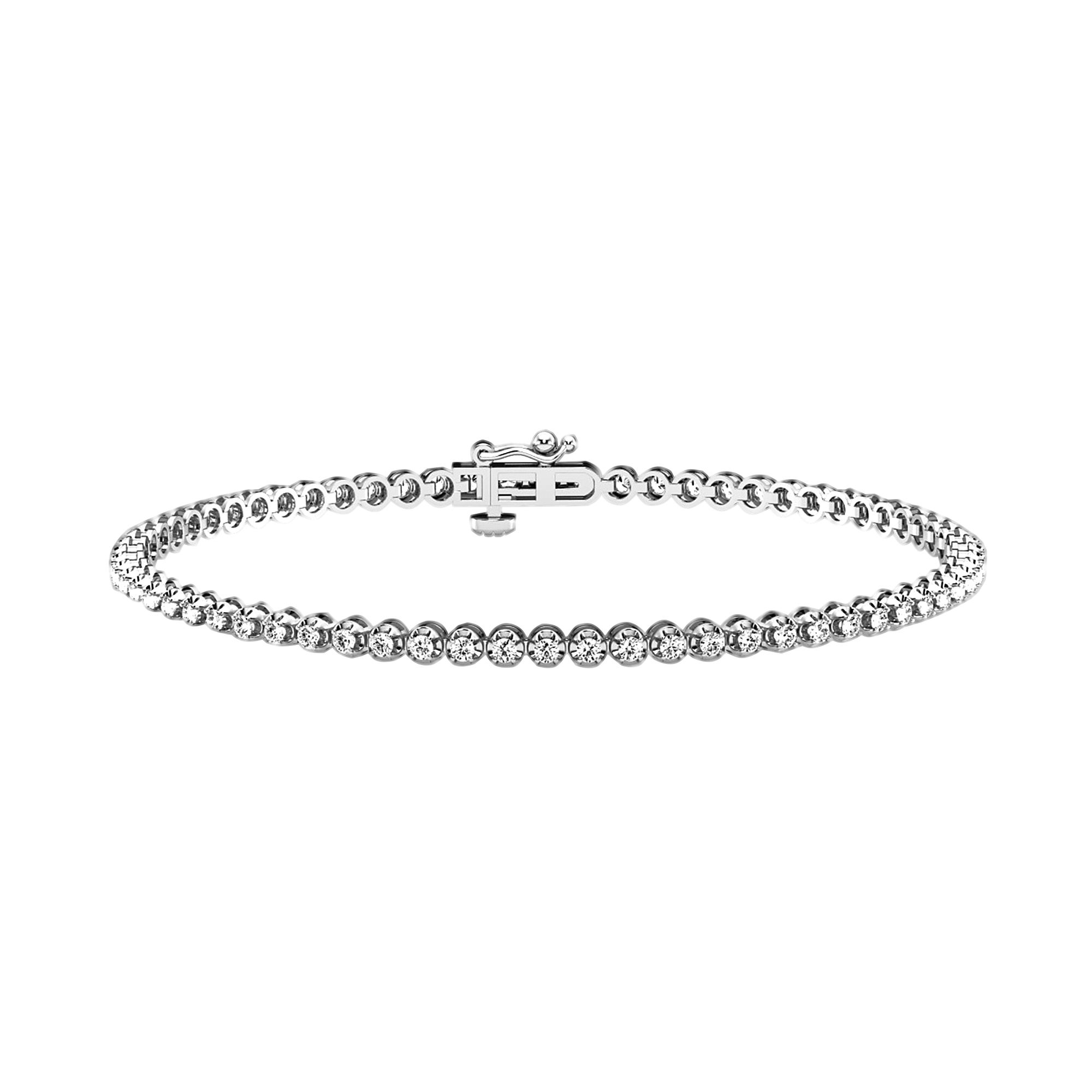 18k White Gold Diamond Bangle Bracelet - 1ct tw