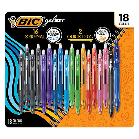 Bic Gel-ocity Retractable Gel Pens, 18 ct. - Assorted Colors