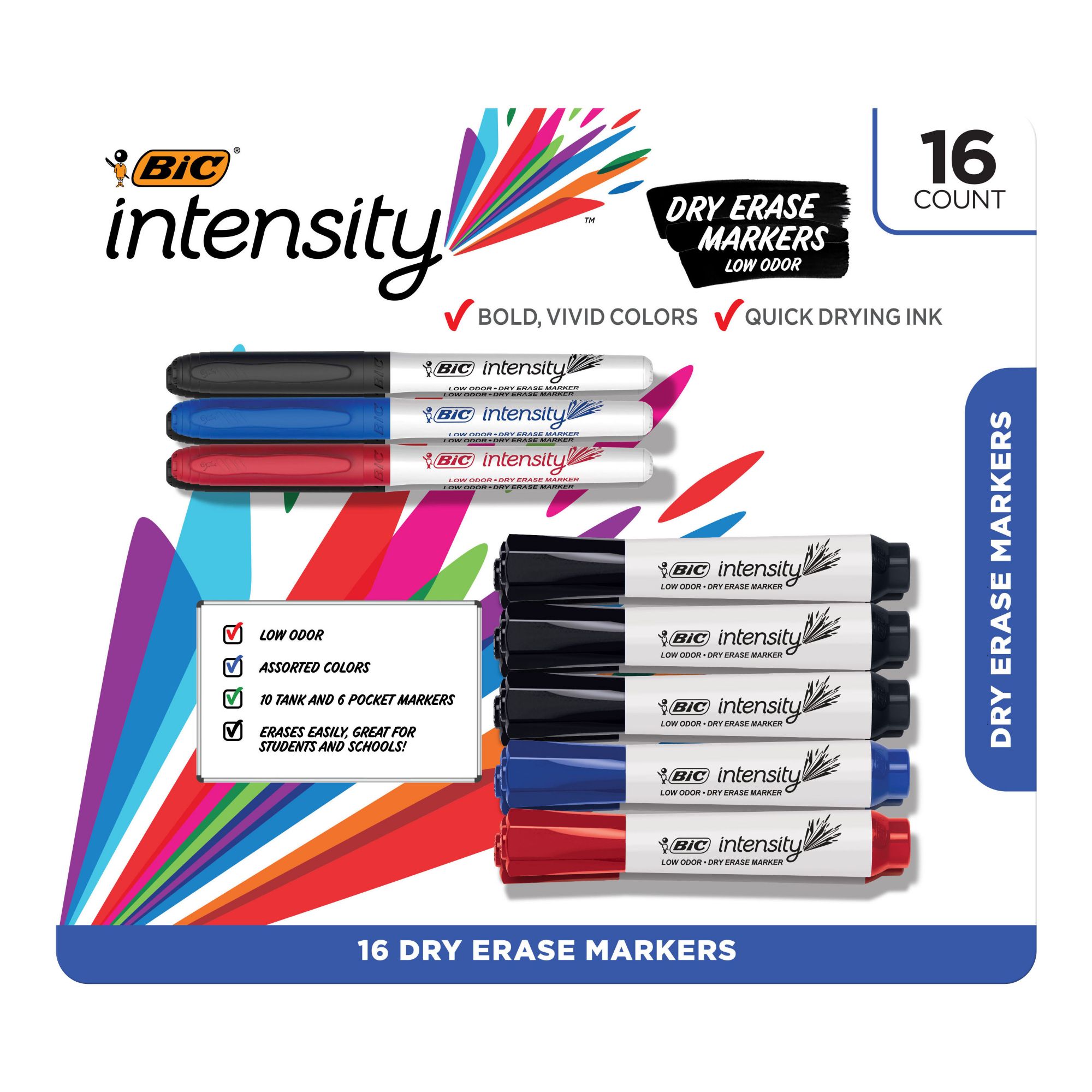 Bic, Intensity Marker Pens, Fine Point, Assorted Colors, Pack of 6