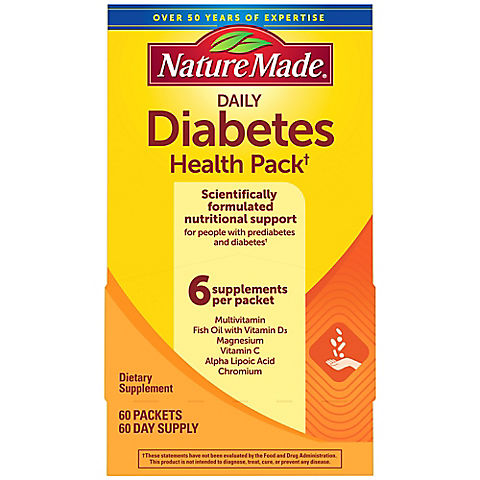 Nature Made Daily Diabetes Health Dietary Supplement Packets for Nutritional Support, 60 ct.