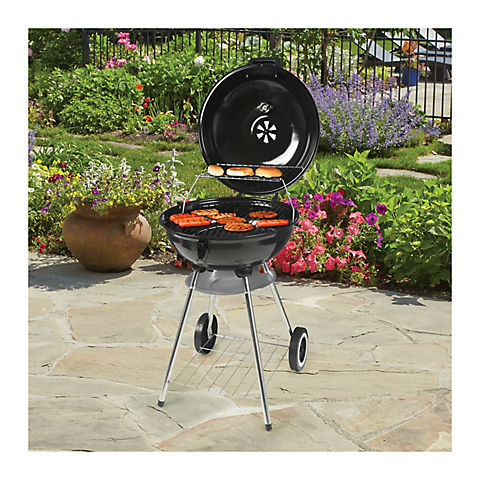 MR. BAR-B-Q 17" Charcoal Kettle Grill with Cover and Grill Gear - Black