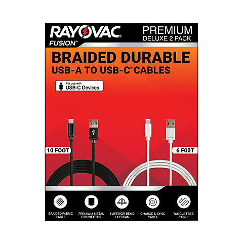 Rayovac USB-A to USB-C Cables, 2 pk.