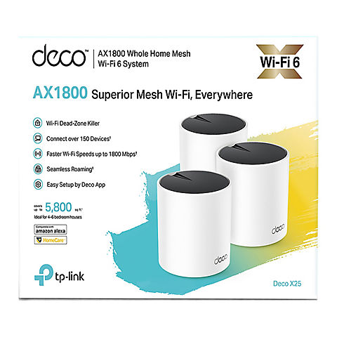 TP Link Deco X25 Whole Home Mesh Wi-Fi 6 System, 3 pc.