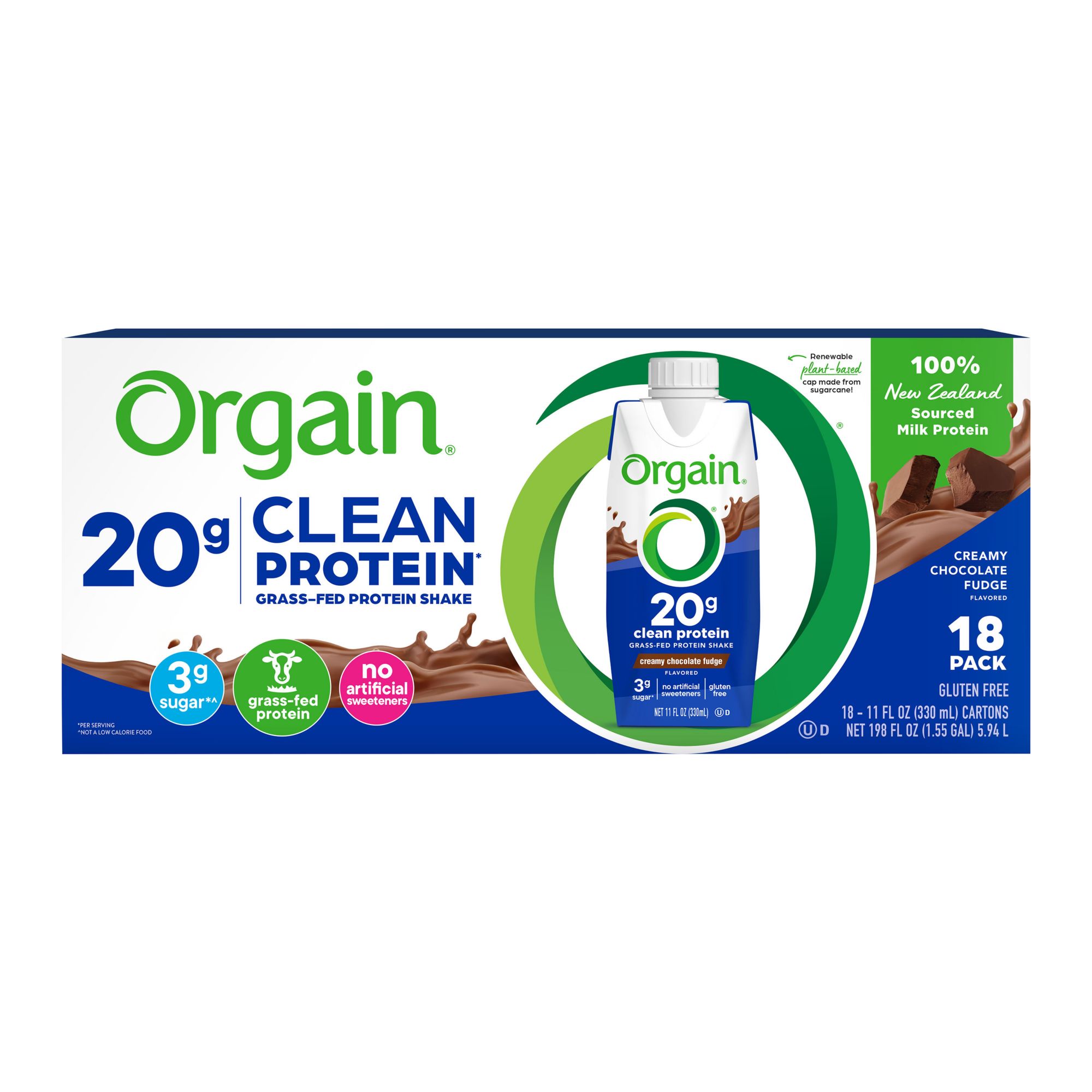 Orgain Clean Protein Chocolate Shake (18 ct, 11 fl oz)