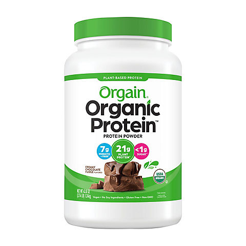 Orgain Organic Vegan 21g Protein Powder - Creamy Chocolate Fudge, 2.7 lbs.
