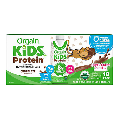 Orgain Organic Kids Nutritional Shake With 22 Vitamins & Minerals - Chocolate, 18 ct.