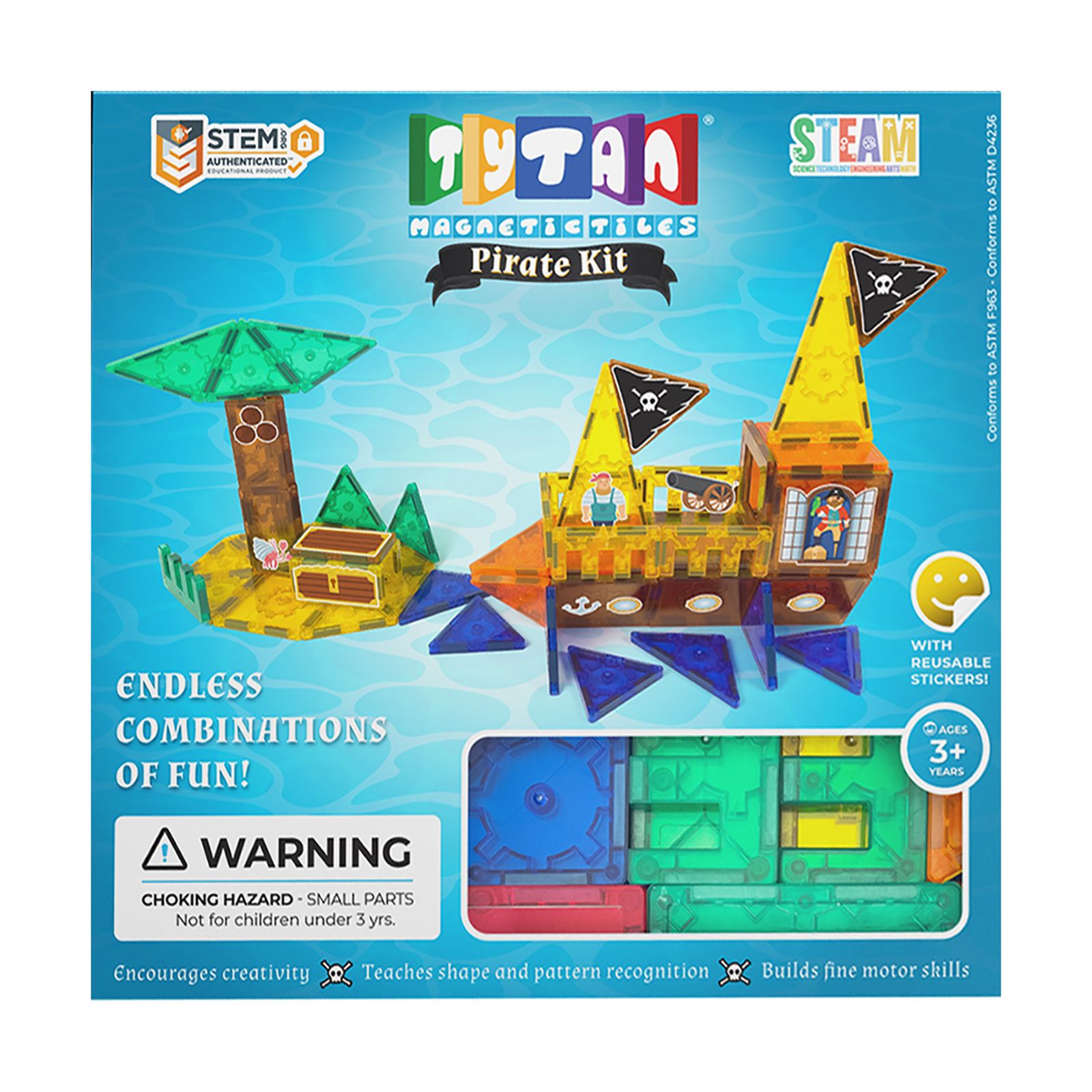 Tytan® 100-Pc Magnetic Tiles & Building Blocks Set - STEM Certified -  Provides Hours of Creative Fun!