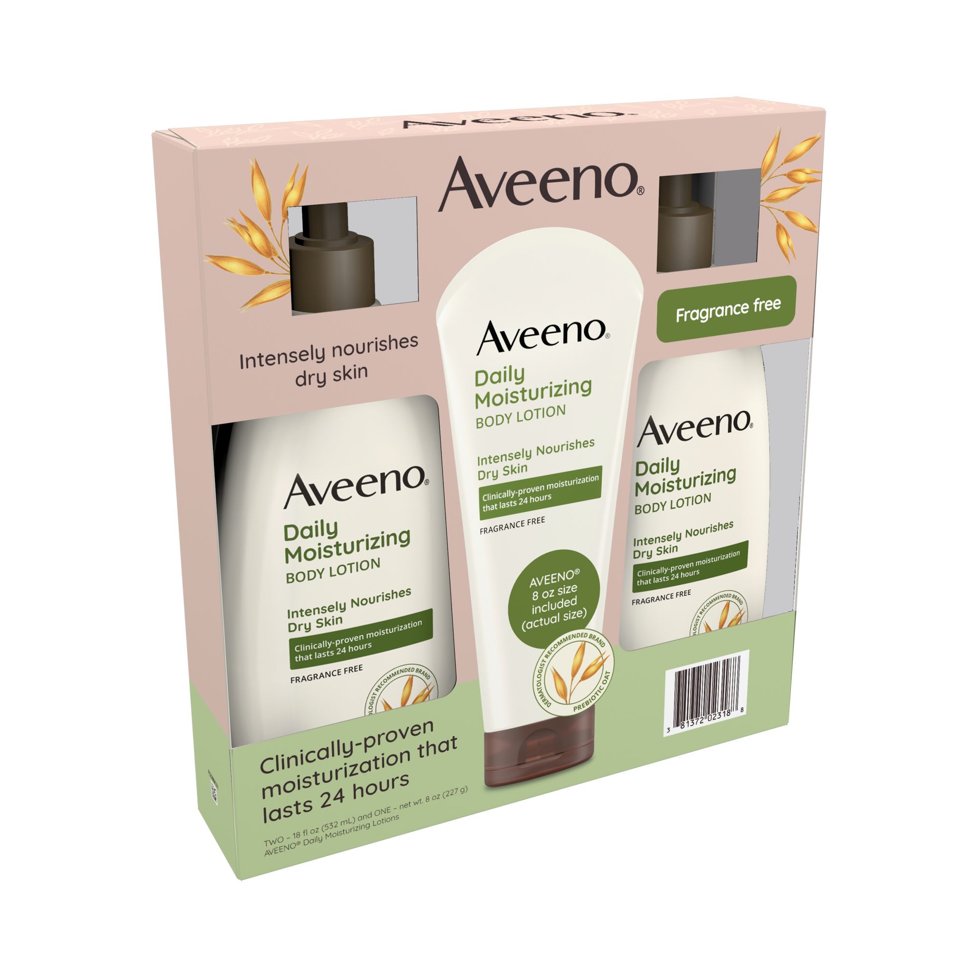 Aveeno Daily Moisturizing Lotion, 2 pk./18 fl. oz. + 8 oz. Tube