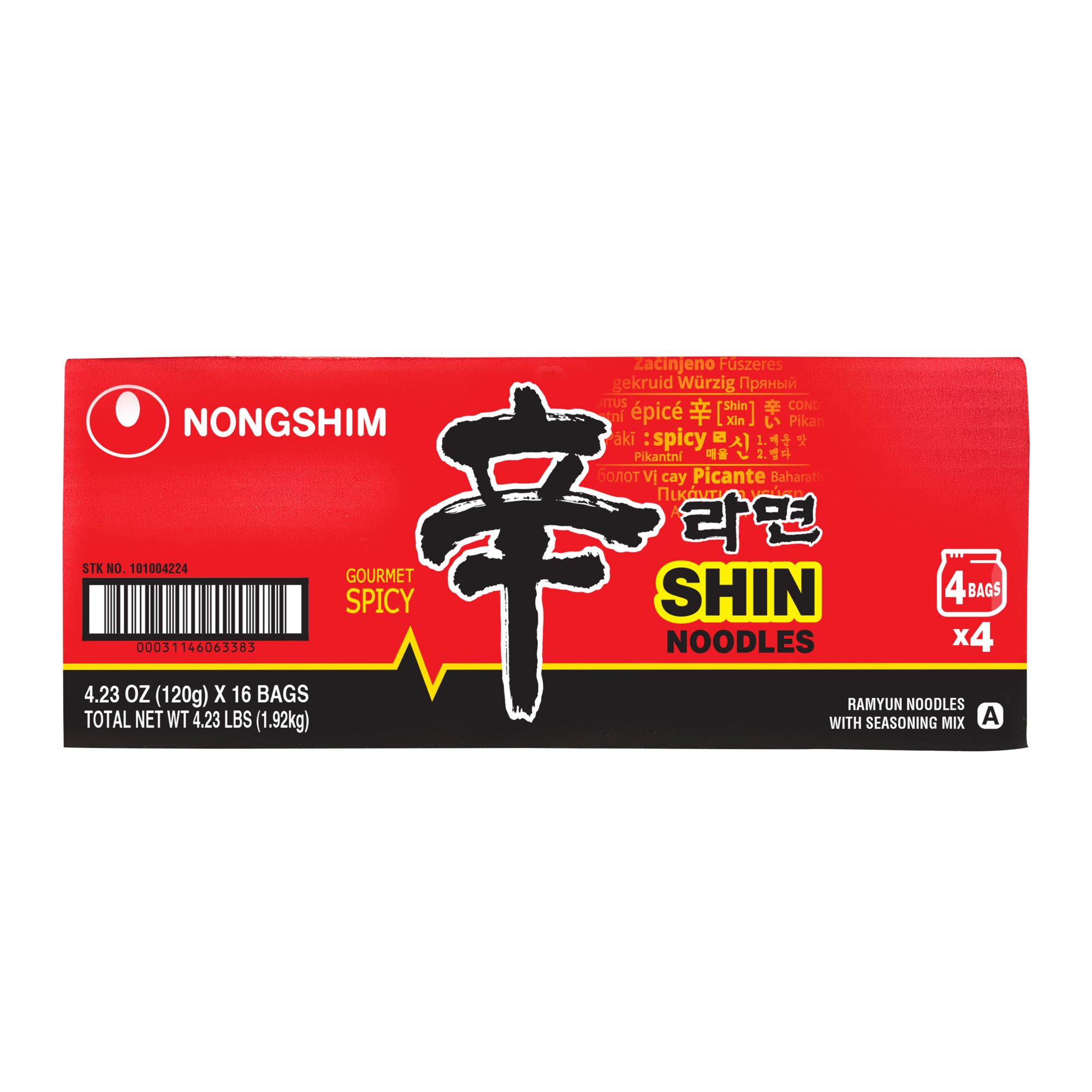 Nongshim Shin Noodle Ramyun, Gourmet Spicy Picante, 4.2-Ounce Packages  (Pack of 16)