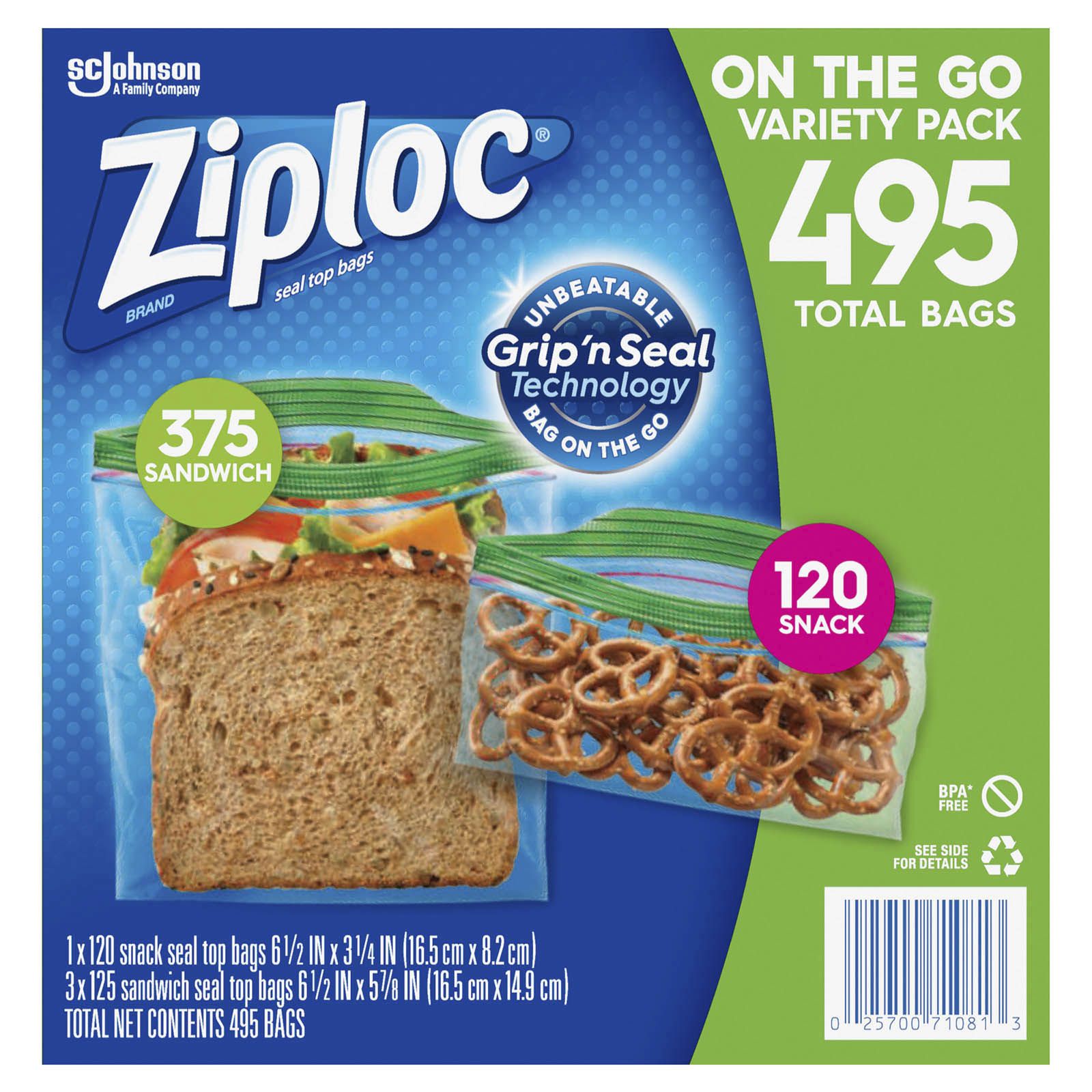 Ziploc Seal Top Bag, Variety Pack, 347-count