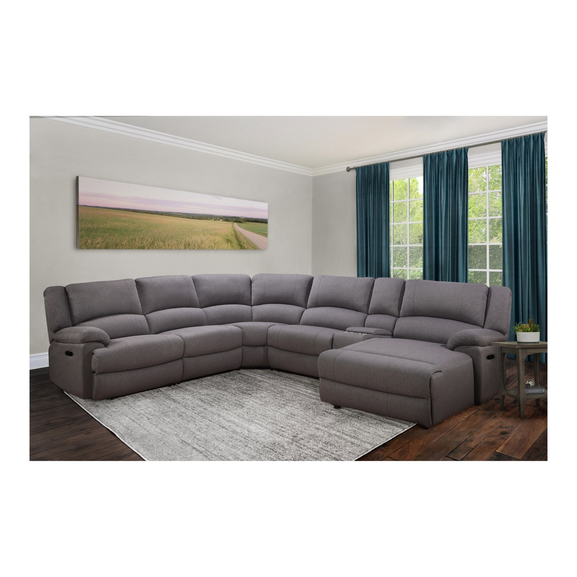 Abbyson Finch Fabric Reclining 6-Pc. Sectional with Cupholders & Storage,  Gray