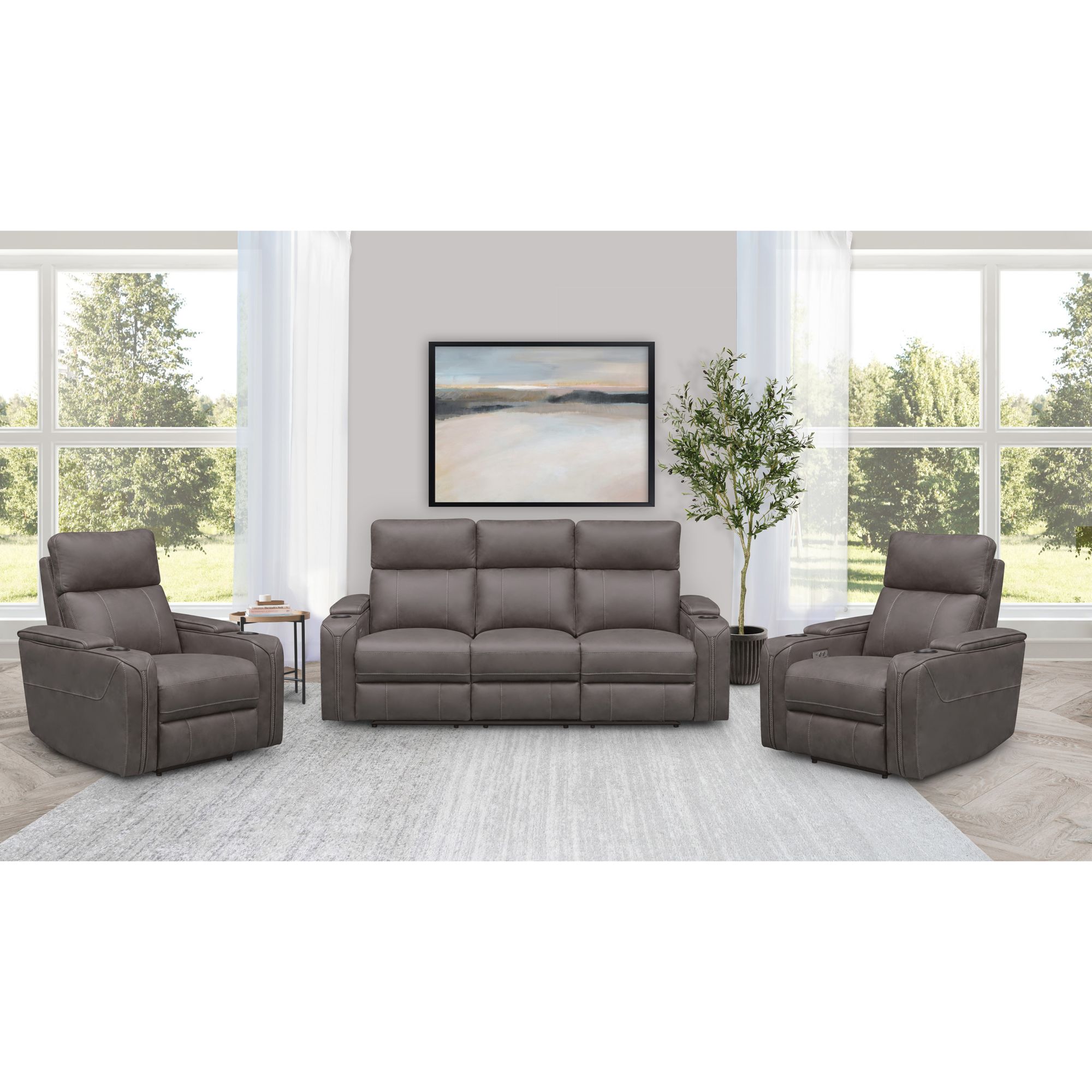 Abbyson Marvel 3 Pc. Fabric Power Reclining Set Gray BJ s