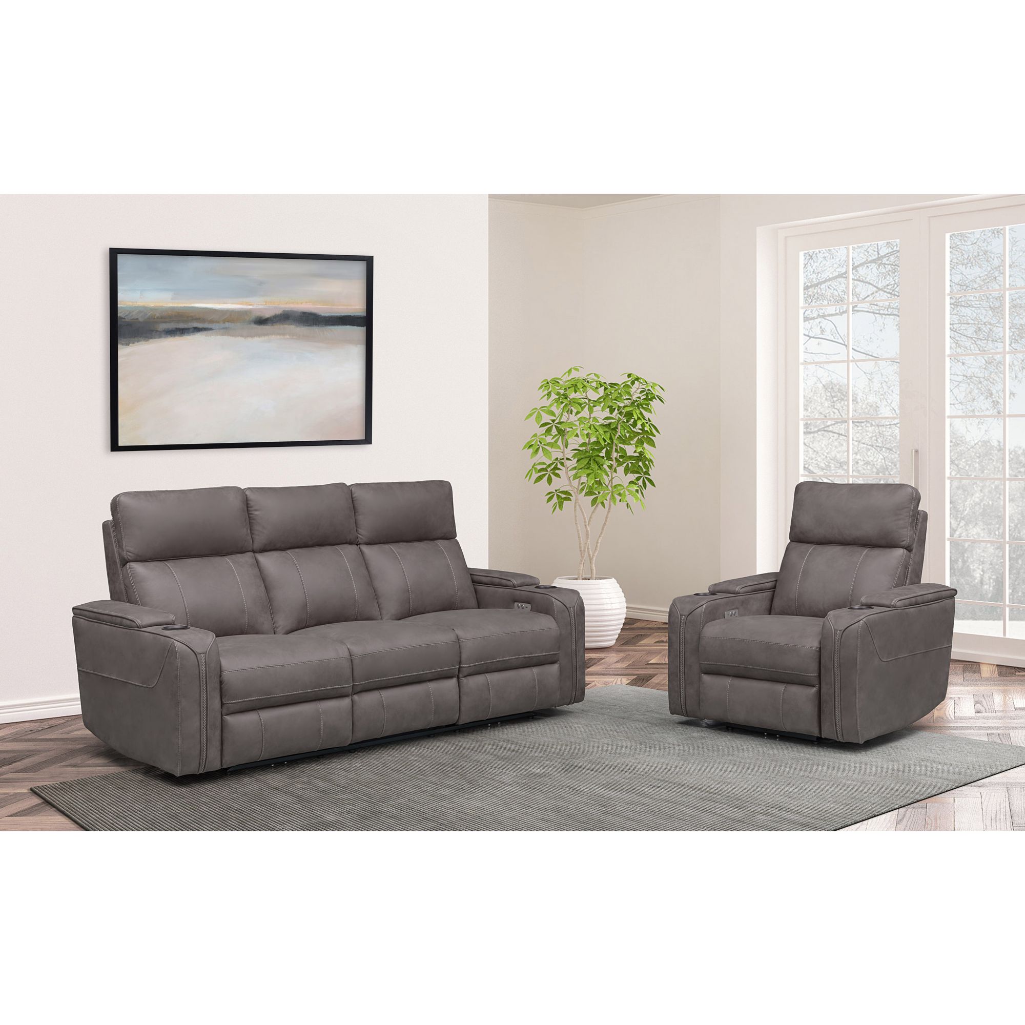 Abbyson Marvel 3 Pc. Fabric Power Reclining Set Gray BJ s