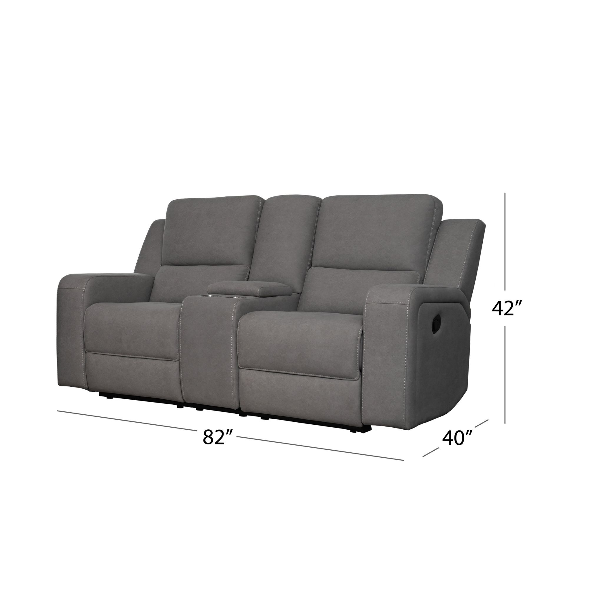 Abbyson Maggie 3 Pc. Fabric Manual Reclining Sofa Set with Cupholders and Storage Brown