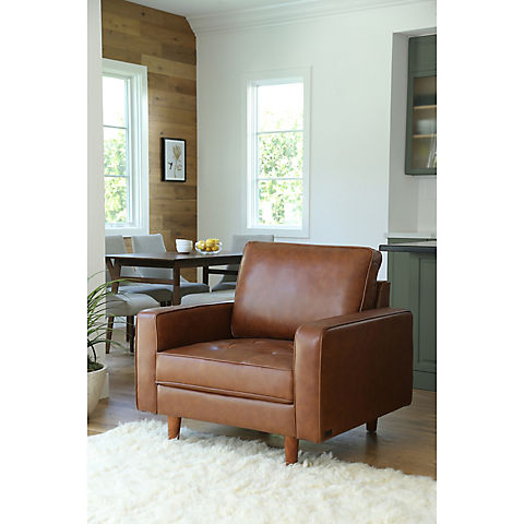 Abbyson Haverly Mid-Century Leather Armchair - Brown