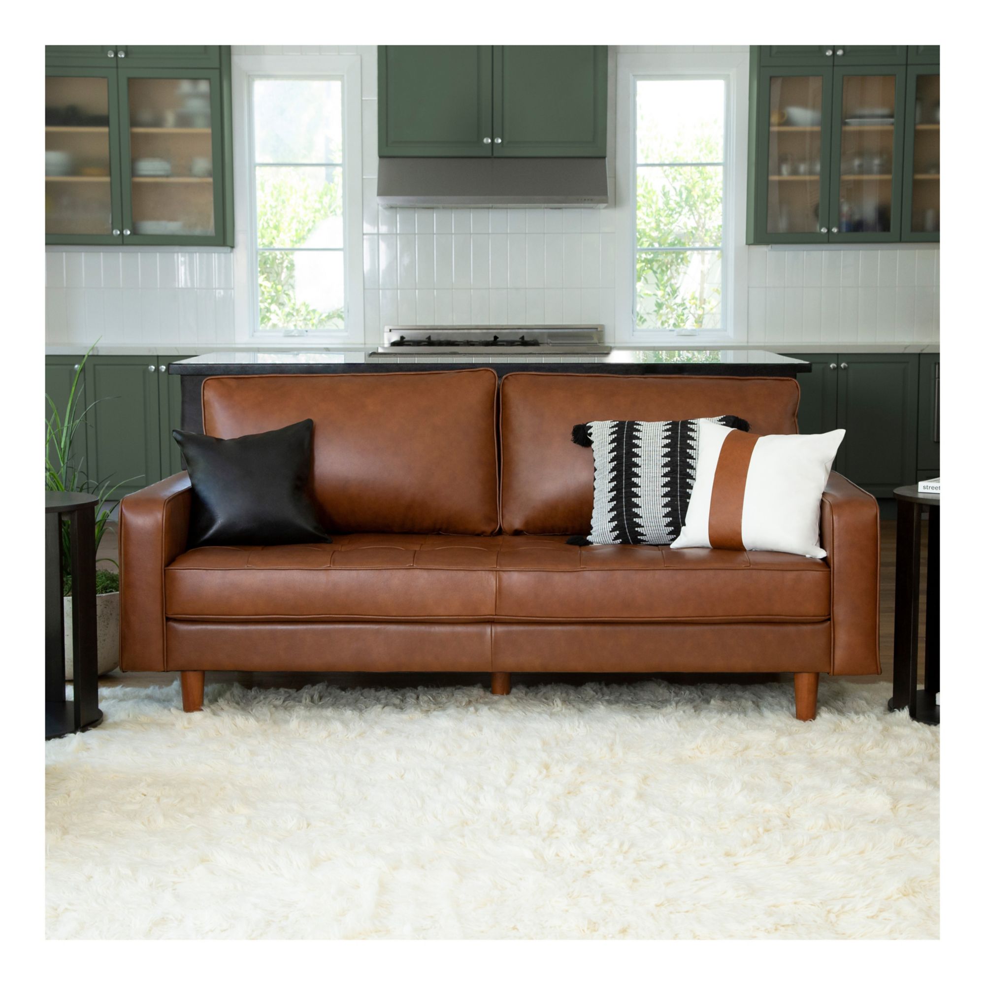 Brown modern deals leather couch