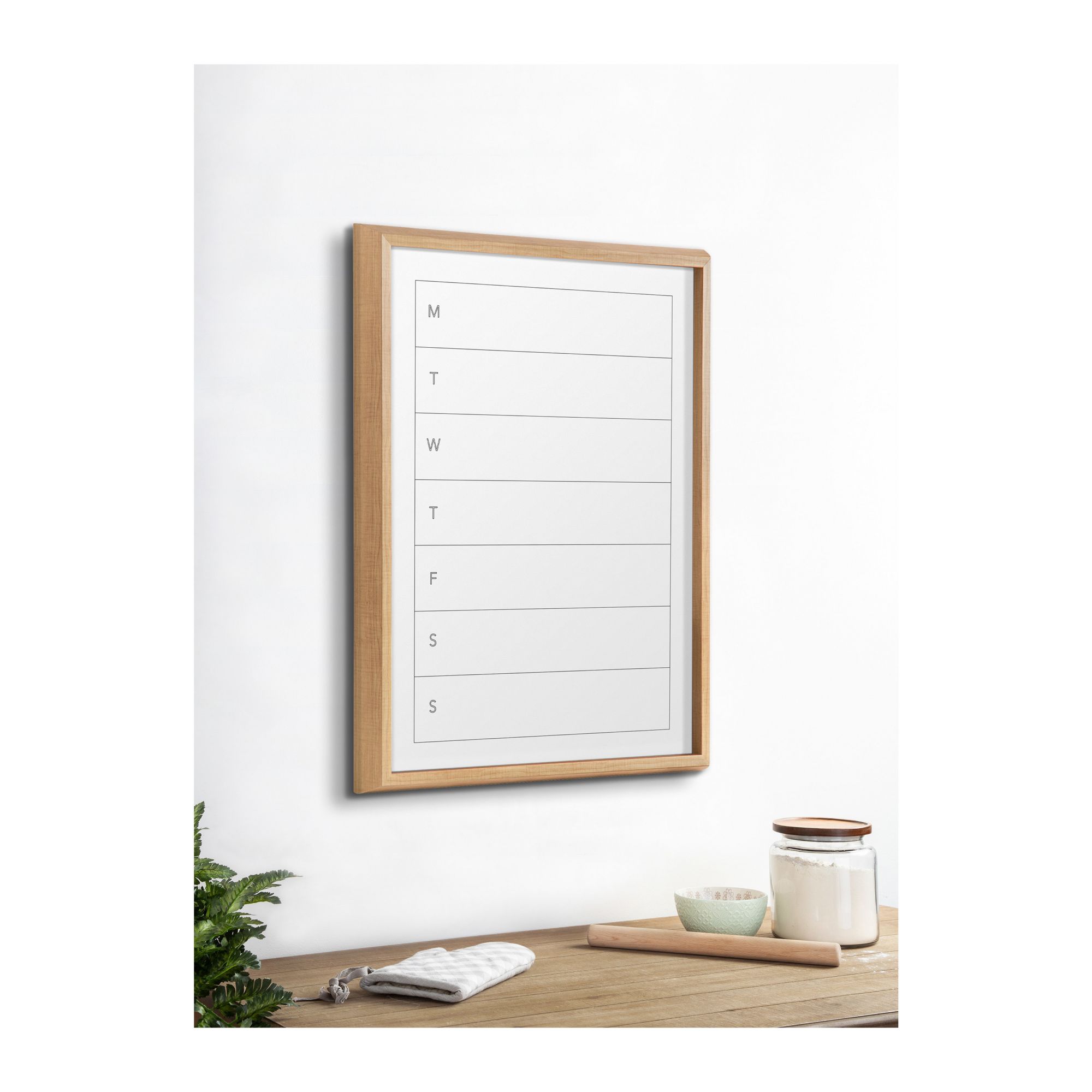 Kate and Laurel Blake Weekly Calendar Framed Printed Glass Dry Erase