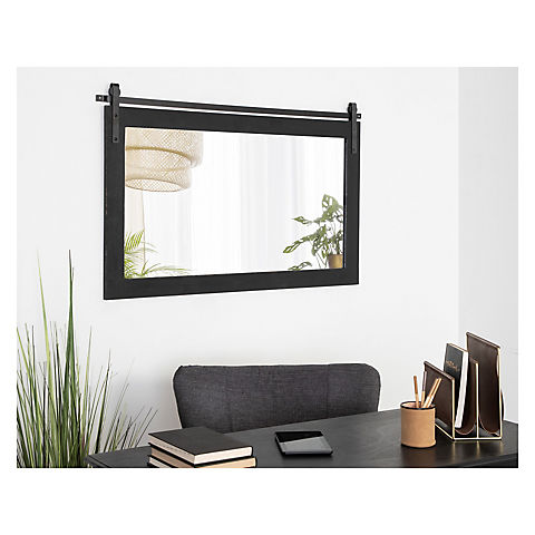 Kate and Laurel Cates Farmhouse Horizontal Wood Framed Wall Mirror - Black