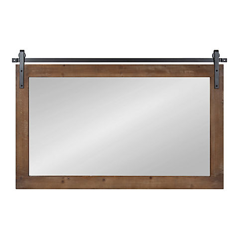 Kate and Laurel Cates Farmhouse Horizontal Wood Framed Wall Mirror - Rustic Brown