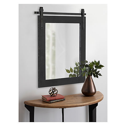 Kate and Laurel Cates Farmhouse Wood Framed Wall Mirror - Black