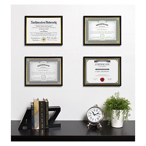 DesignOvation Corporate Document Frame Made to Display Standard Certificates - Black