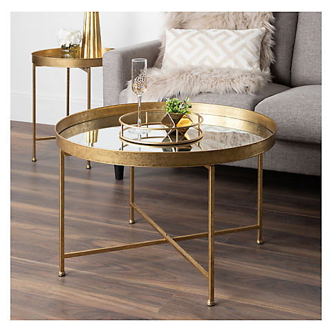Kate and Laurel Celia Metal Foldable Round Accent Coffee Table