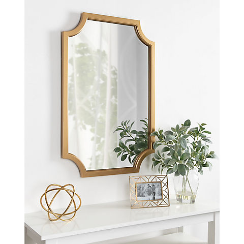 Kate and Laurel Hogan Wood Framed Wall Accent Mirror with Scalloped Corners - Gold