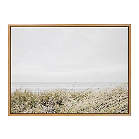 Kate and Laurel Sylvie East Beach Framed Canvas Wall Art by Amy Peterson Art Studio, 28x38 Natural, Chic Coastal Art for Wall