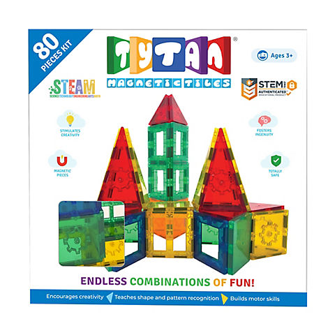 Tytan 80-Pc. Magnetic Learning Tiles and Building Set