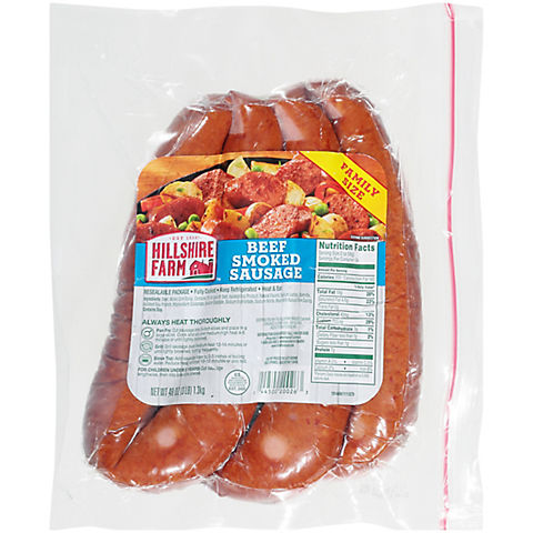 Hillshire Farm Beef Smoked Sausage Family Pack, 48 oz.