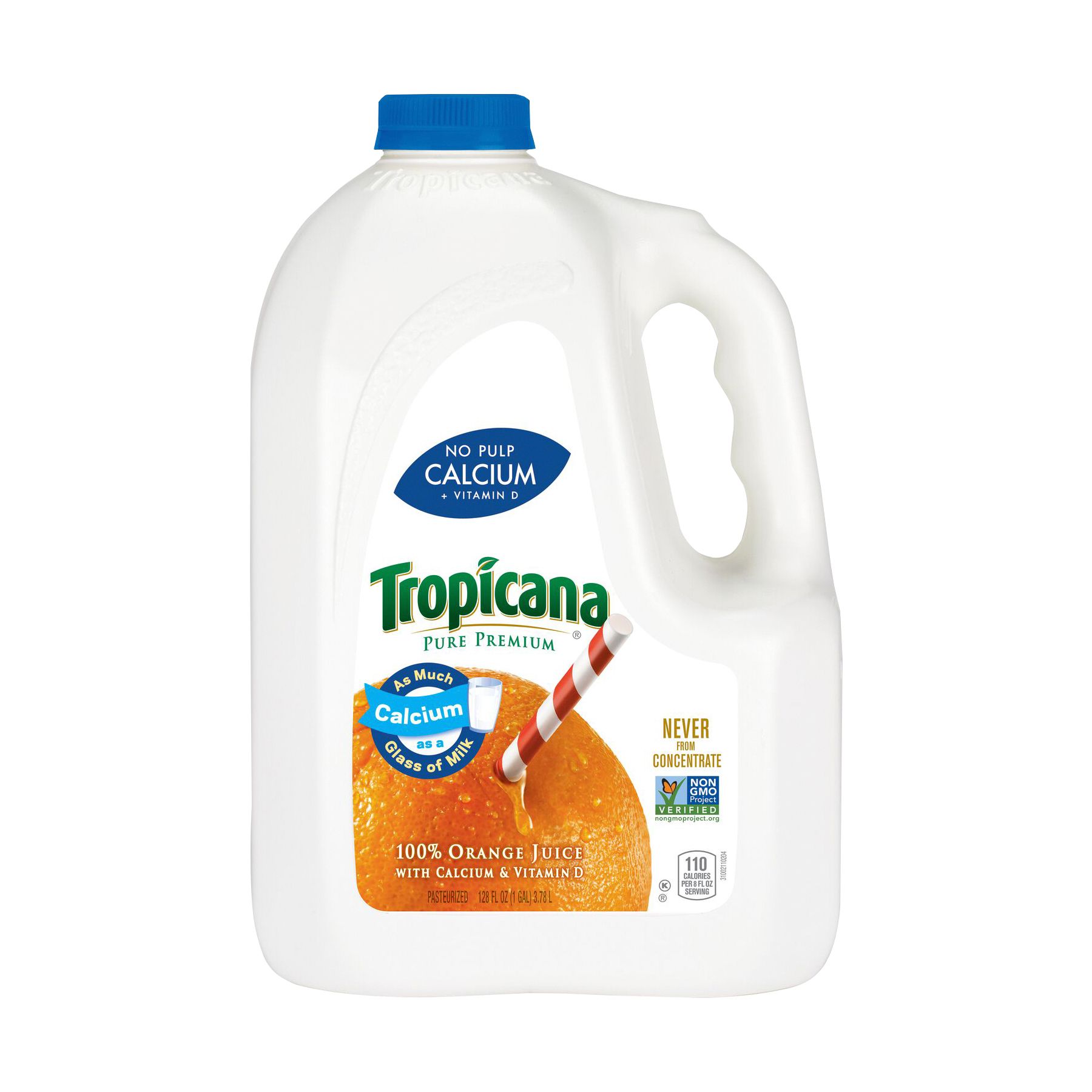 Tropicana Pure Premium Low Acid 100% Juice Orange No Pulp with Vitamins A  and C 52 fl oz Bottle, Fruit Juice 